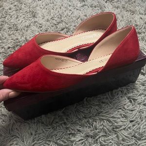 Red suede flats